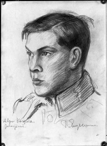 Piirros R.Engblom:"Alpo Korpela, Jalasjärvi". 1941