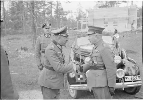 Kenraali Falkenhorstin vierailu Taivalkosken Majalammella